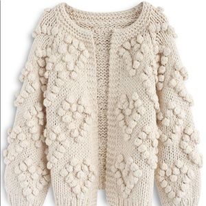 Chicwish Cream Textured Knit Cardigan